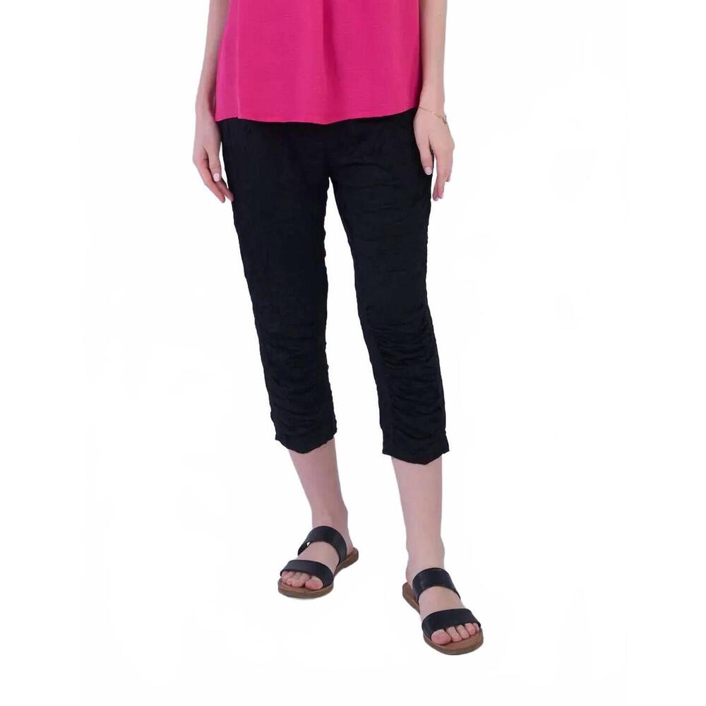 NEW SHANA APPAREL pull-on crinkle pants in black